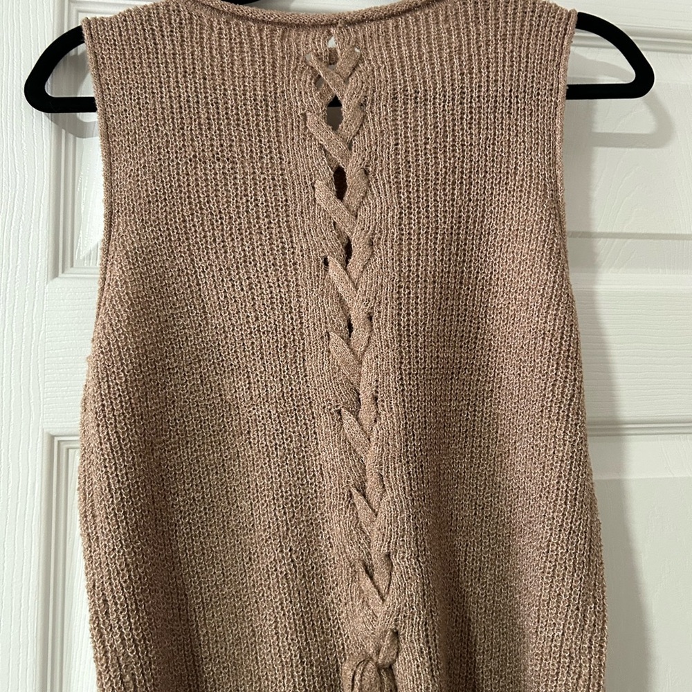 Blu Pepper Women's Tan Knit Tank Top - Picture 3 of 6